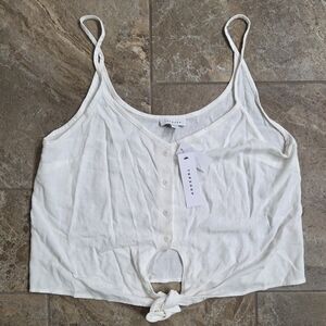 Topshop White Button-Front Camisole‎